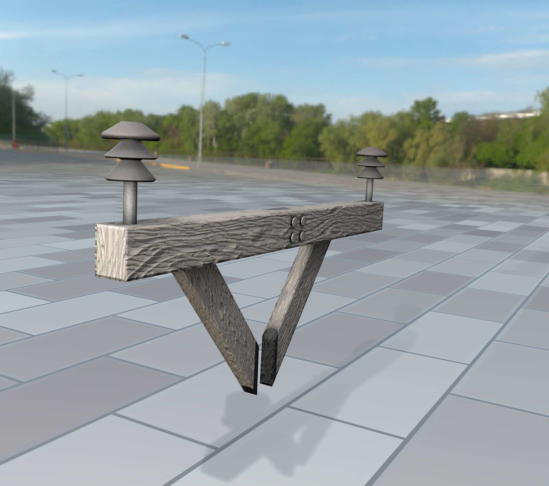 Wood Power Pole Cross Connection 4 - Object 123 Low-poly 3D model_28