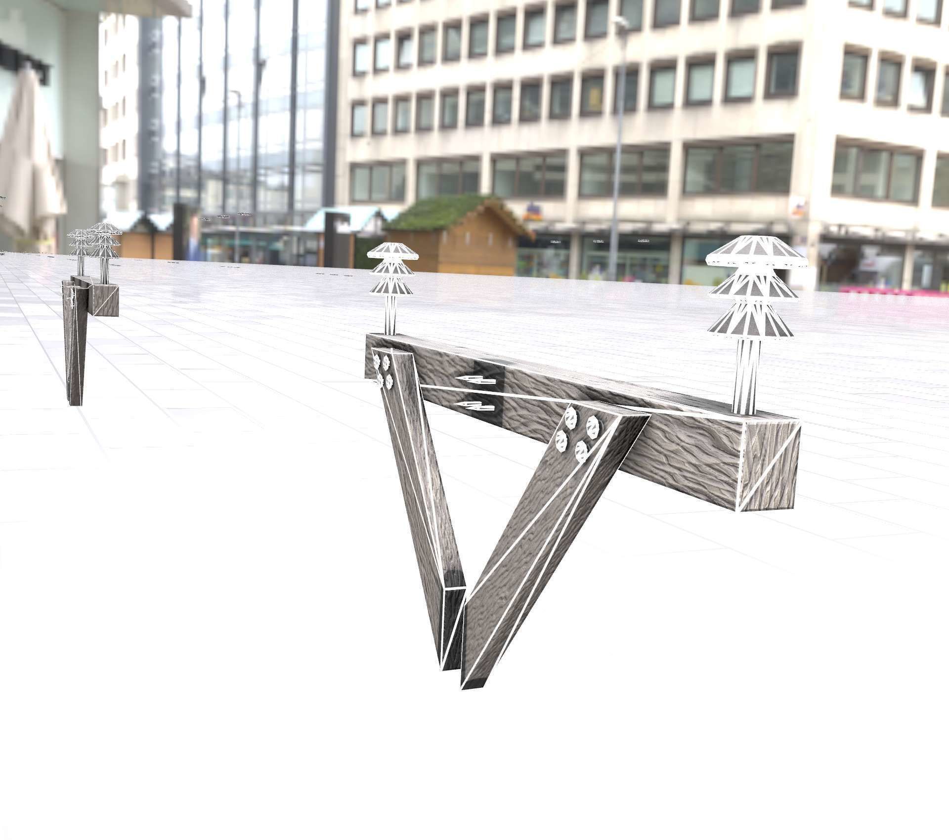 Wood Power Pole Cross Connection 4 - Object 123 Low-poly 3D model_3