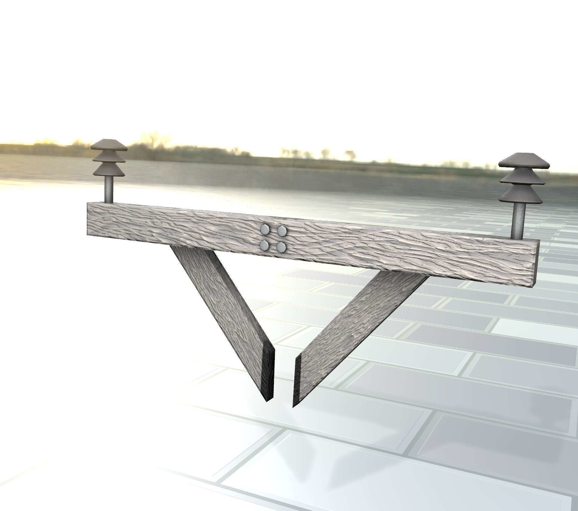 Wood Power Pole Cross Connection 4 - Object 123 Low-poly 3D model_32