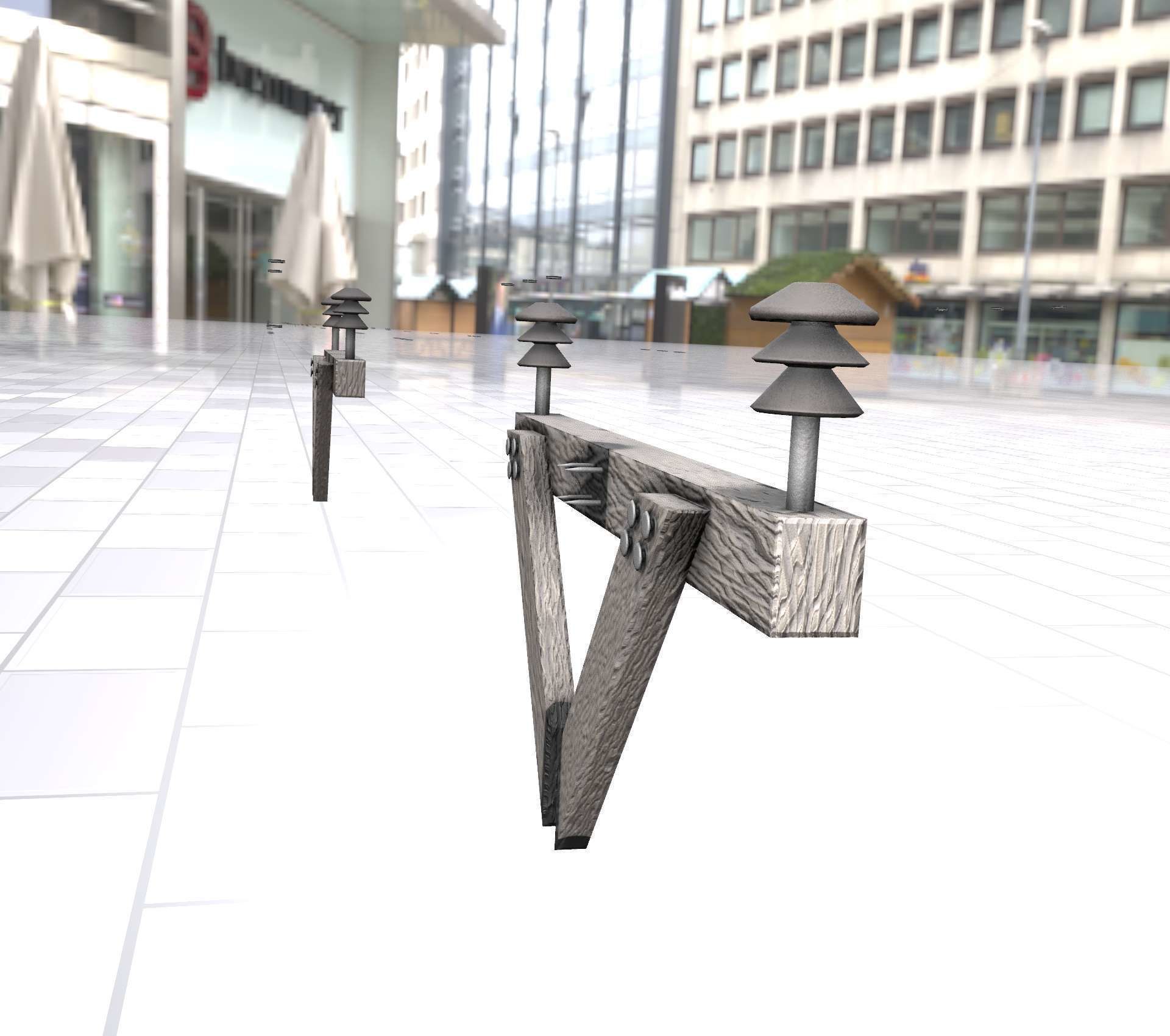 Wood Power Pole Cross Connection 4 - Object 123 Low-poly 3D model_26