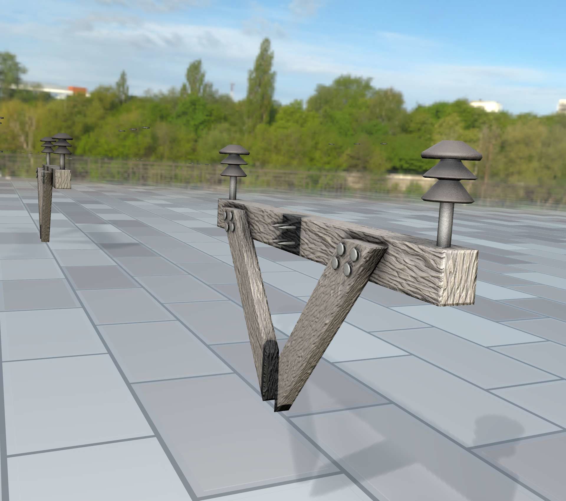 Wood Power Pole Cross Connection 4 - Object 123 Low-poly 3D model_50