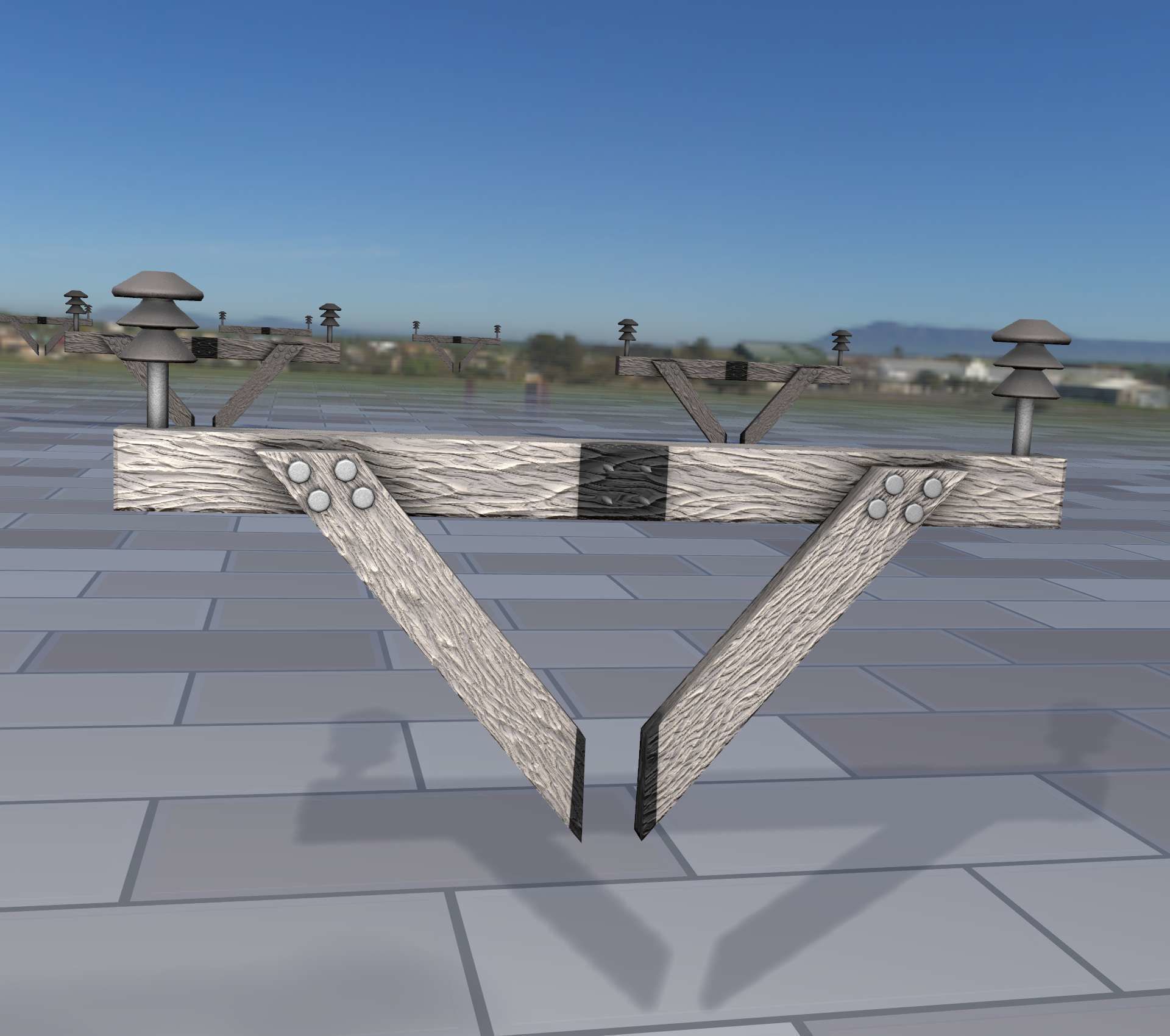 Wood Power Pole Cross Connection 4 - Object 123 Low-poly 3D model_40