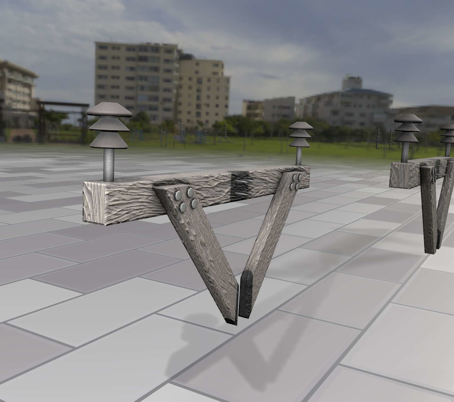 Wood Power Pole Cross Connection 4 - Object 123 Low-poly 3D model_37