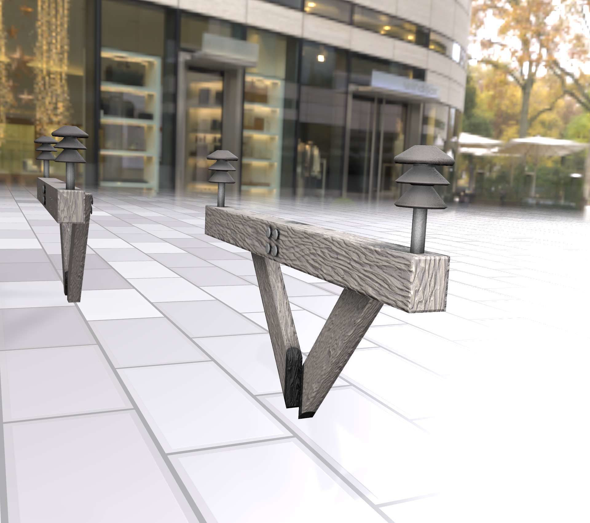 Wood Power Pole Cross Connection 4 - Object 123 Low-poly 3D model_34