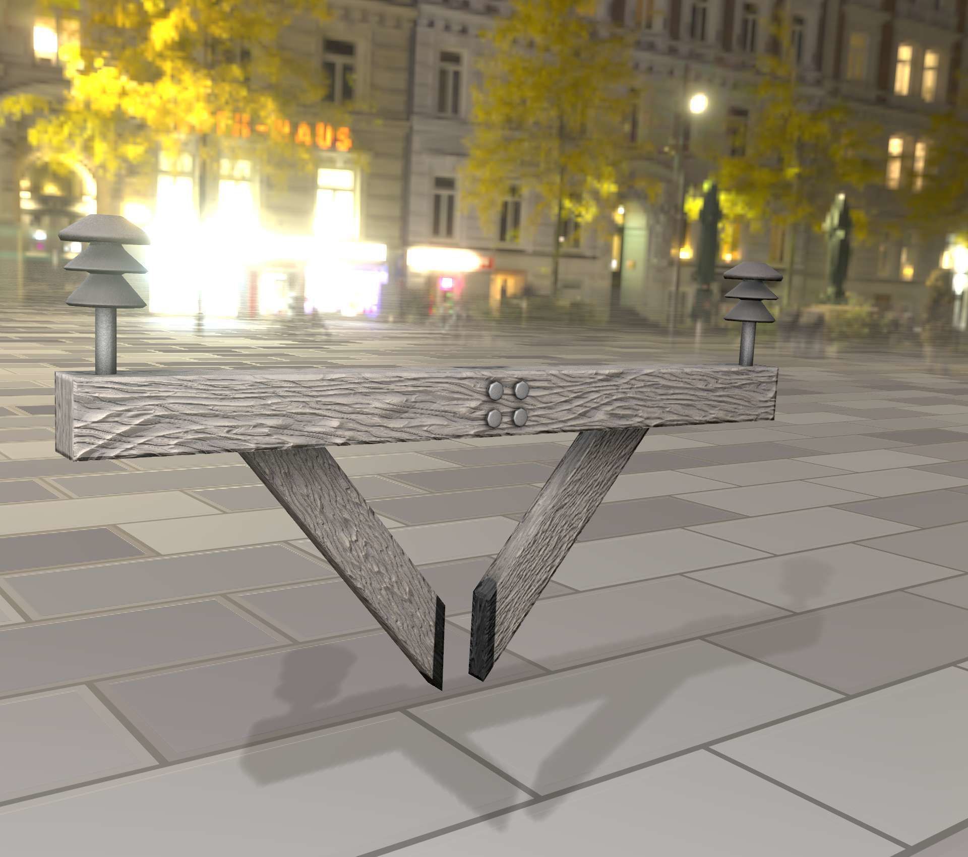 Wood Power Pole Cross Connection 4 - Object 123 Low-poly 3D model_12