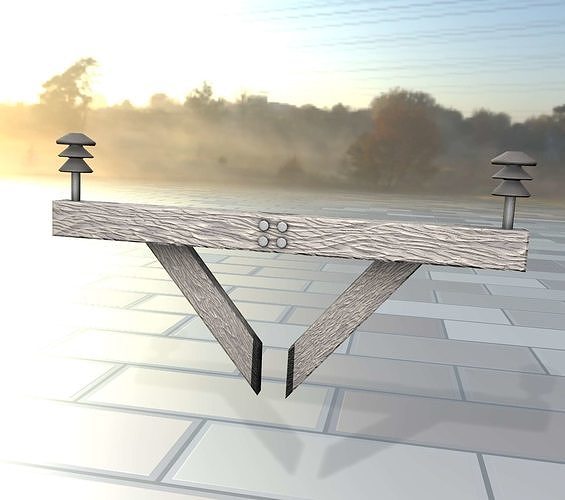 Wood Power Pole Cross Connection 4 - Object 123 Low-poly 3D model
