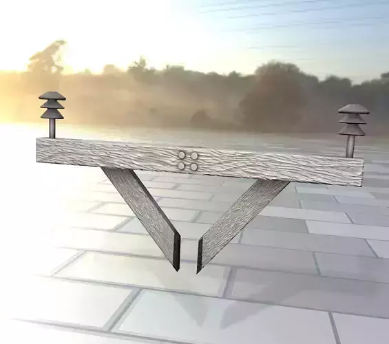 Wood Power Pole Cross Connection 4 - Object 123 Low-poly 3D model Wood Power Pole Cross Connection 4 - Object 123 Low-poly 3D model