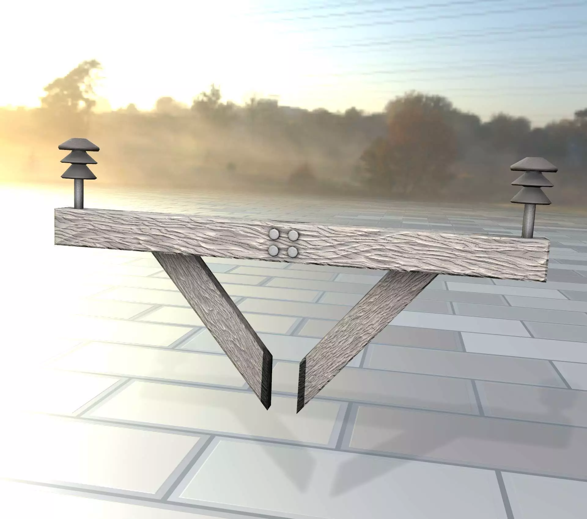 Wood Power Pole Cross Connection 4 - Object 123 Low-poly 3D model_0