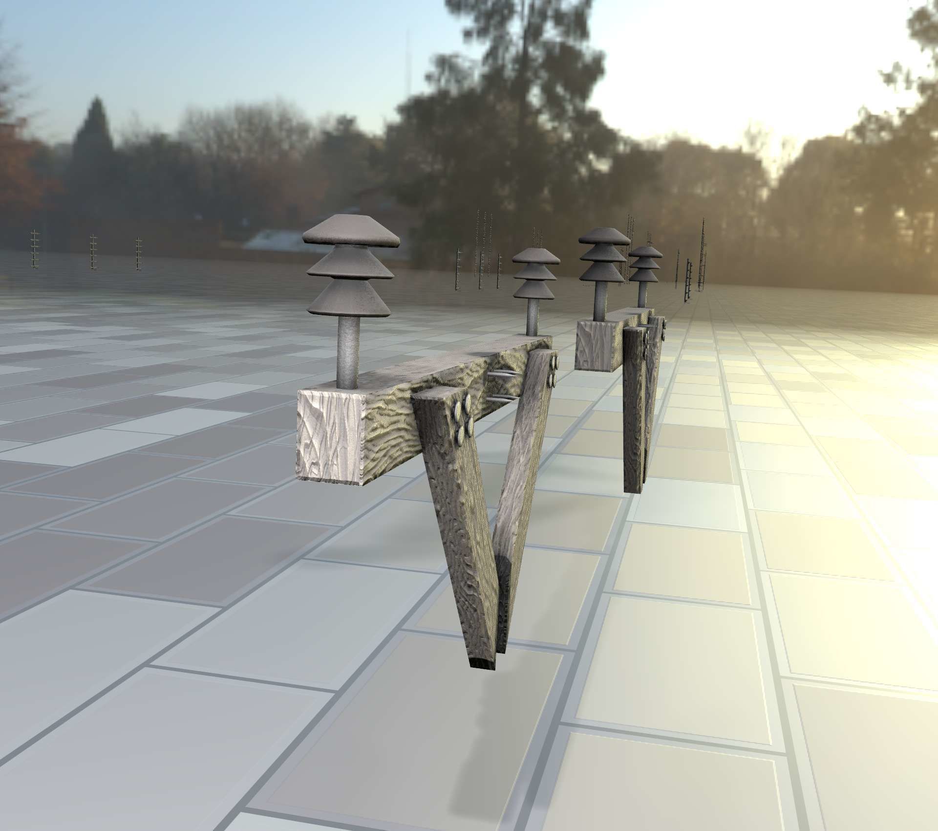 Wood Power Pole Cross Connection 4 - Object 123 Low-poly 3D model_36