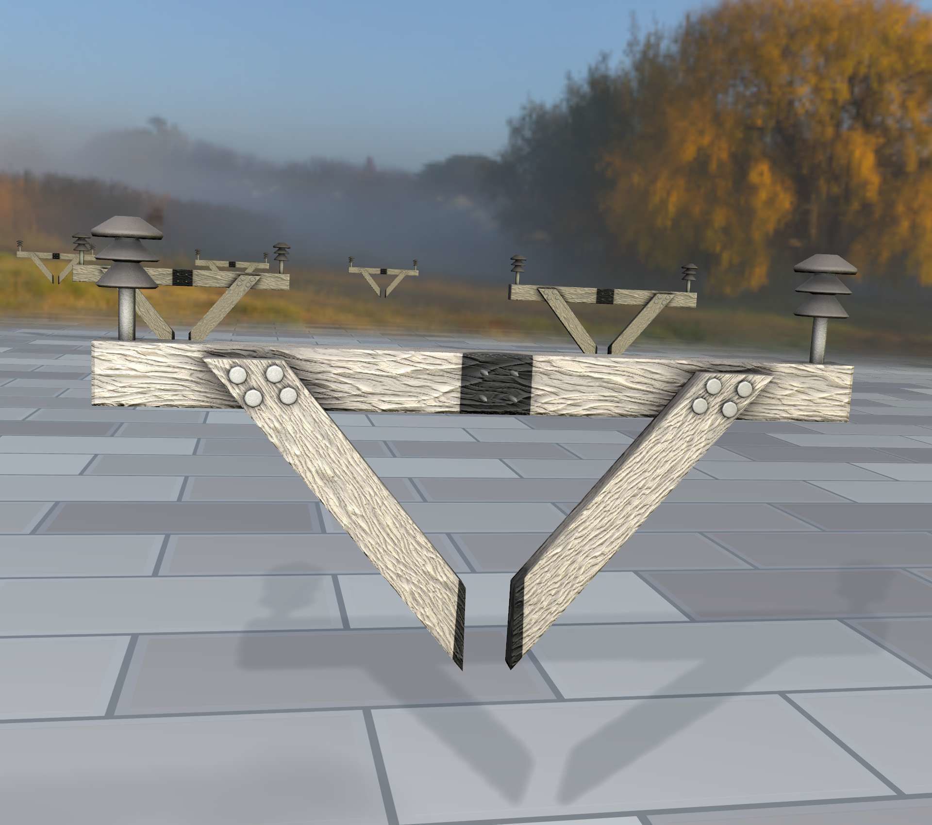 Wood Power Pole Cross Connection 4 - Object 123 Low-poly 3D model_22