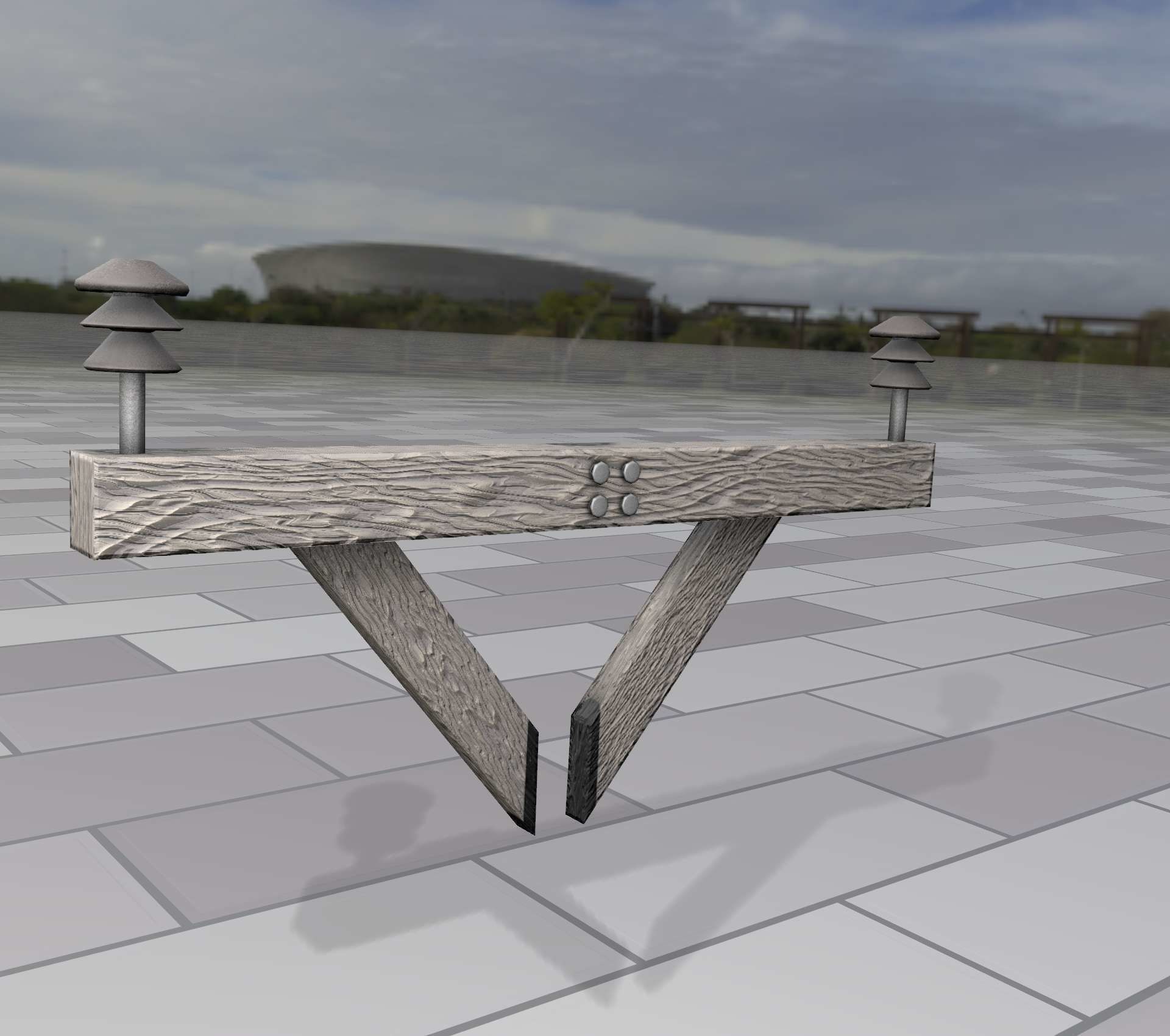 Wood Power Pole Cross Connection 4 - Object 123 Low-poly 3D model_29