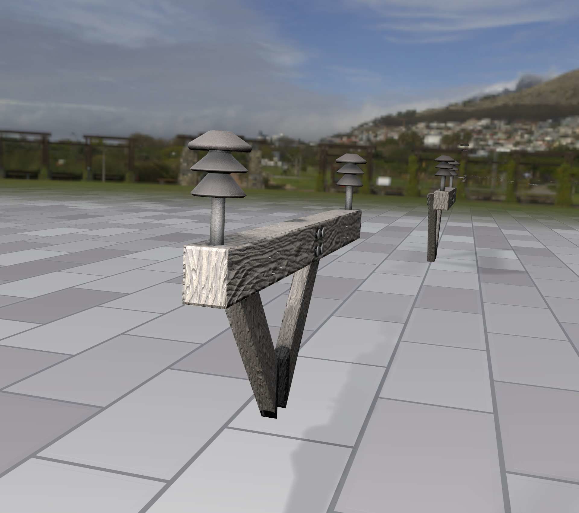 Wood Power Pole Cross Connection 4 - Object 123 Low-poly 3D model_10