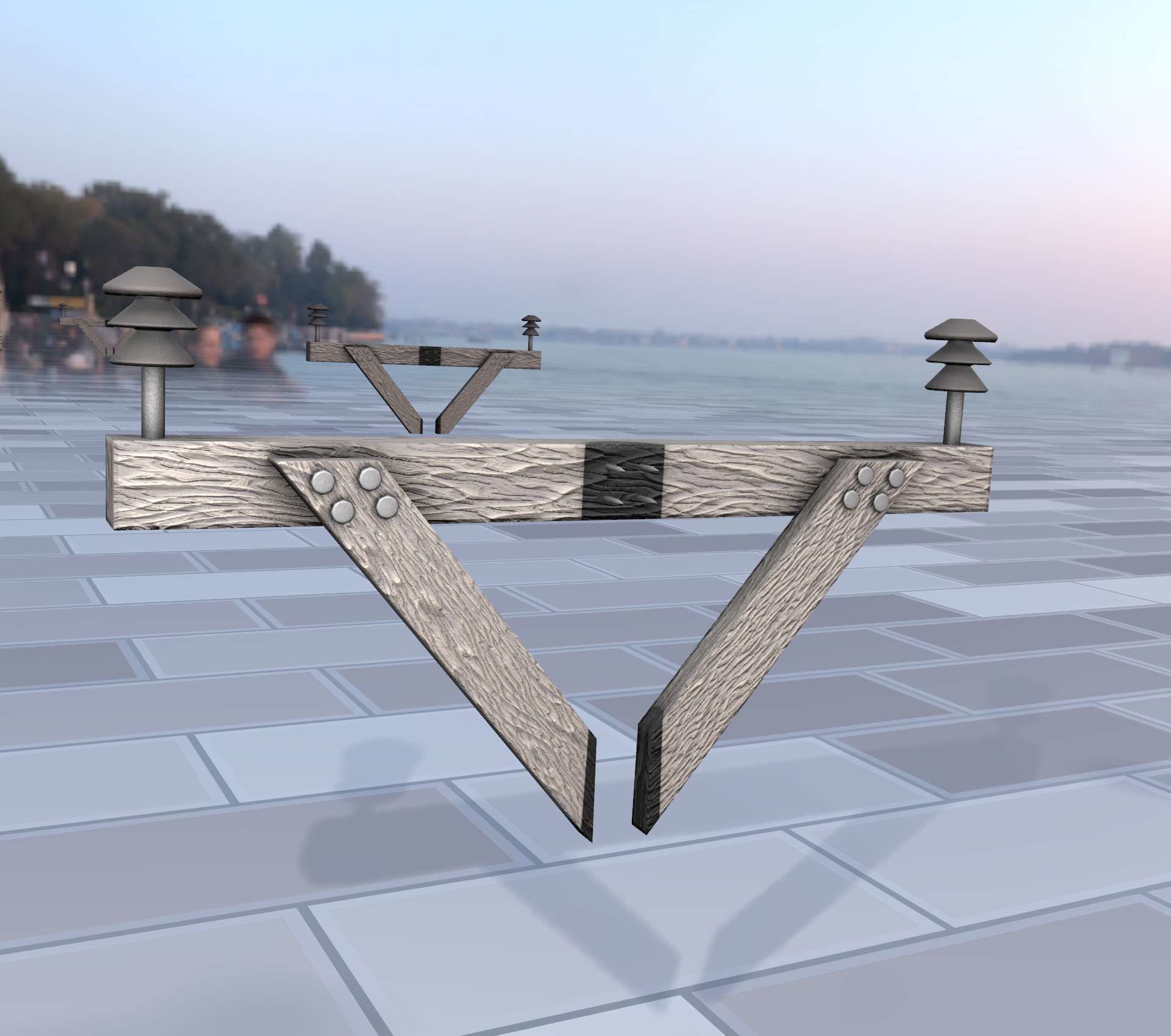 Wood Power Pole Cross Connection 4 - Object 123 Low-poly 3D model_39