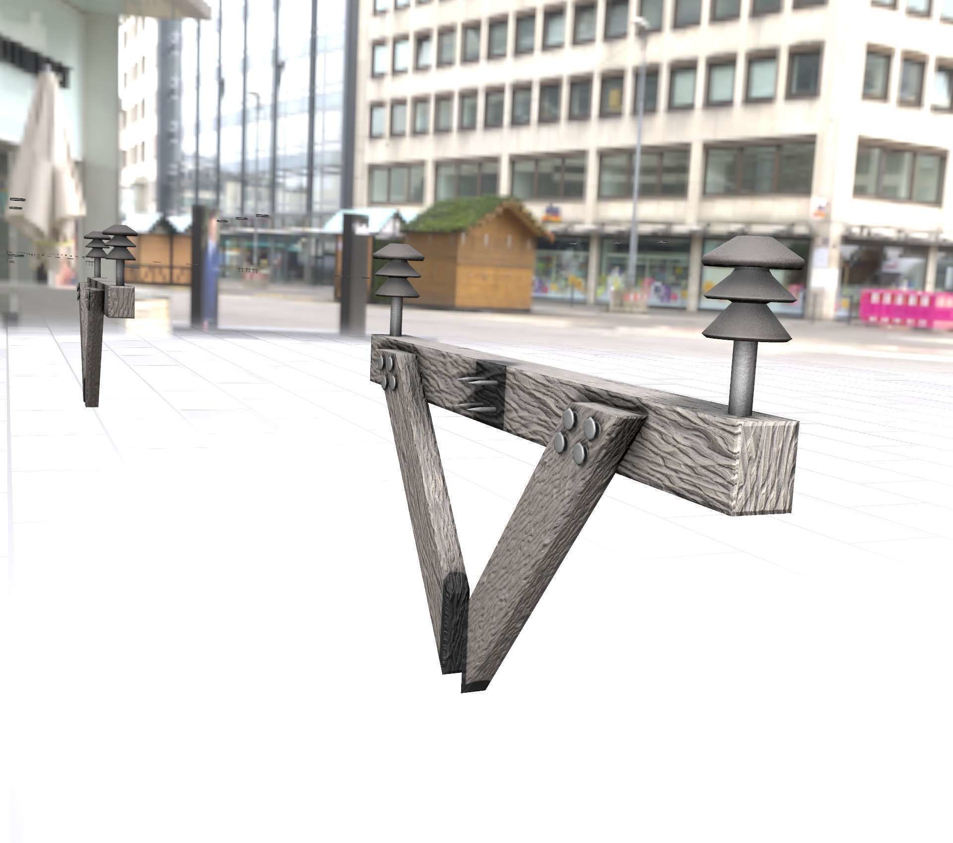 Wood Power Pole Cross Connection 4 - Object 123 Low-poly 3D model_4