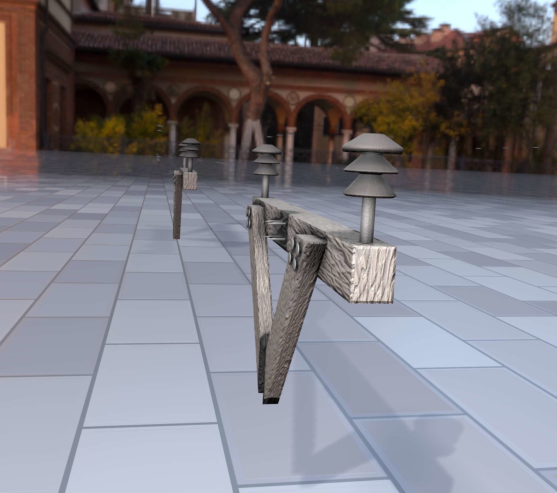 Wood Power Pole Cross Connection 4 - Object 123 Low-poly 3D model_7