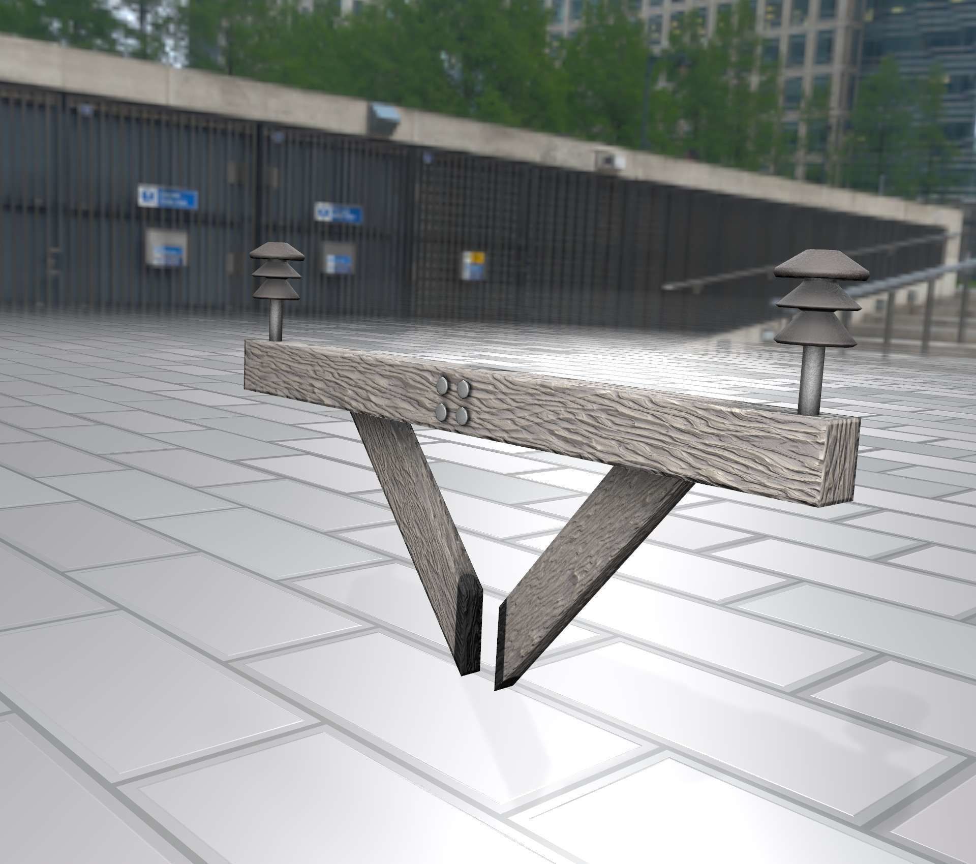 Wood Power Pole Cross Connection 4 - Object 123 Low-poly 3D model_16