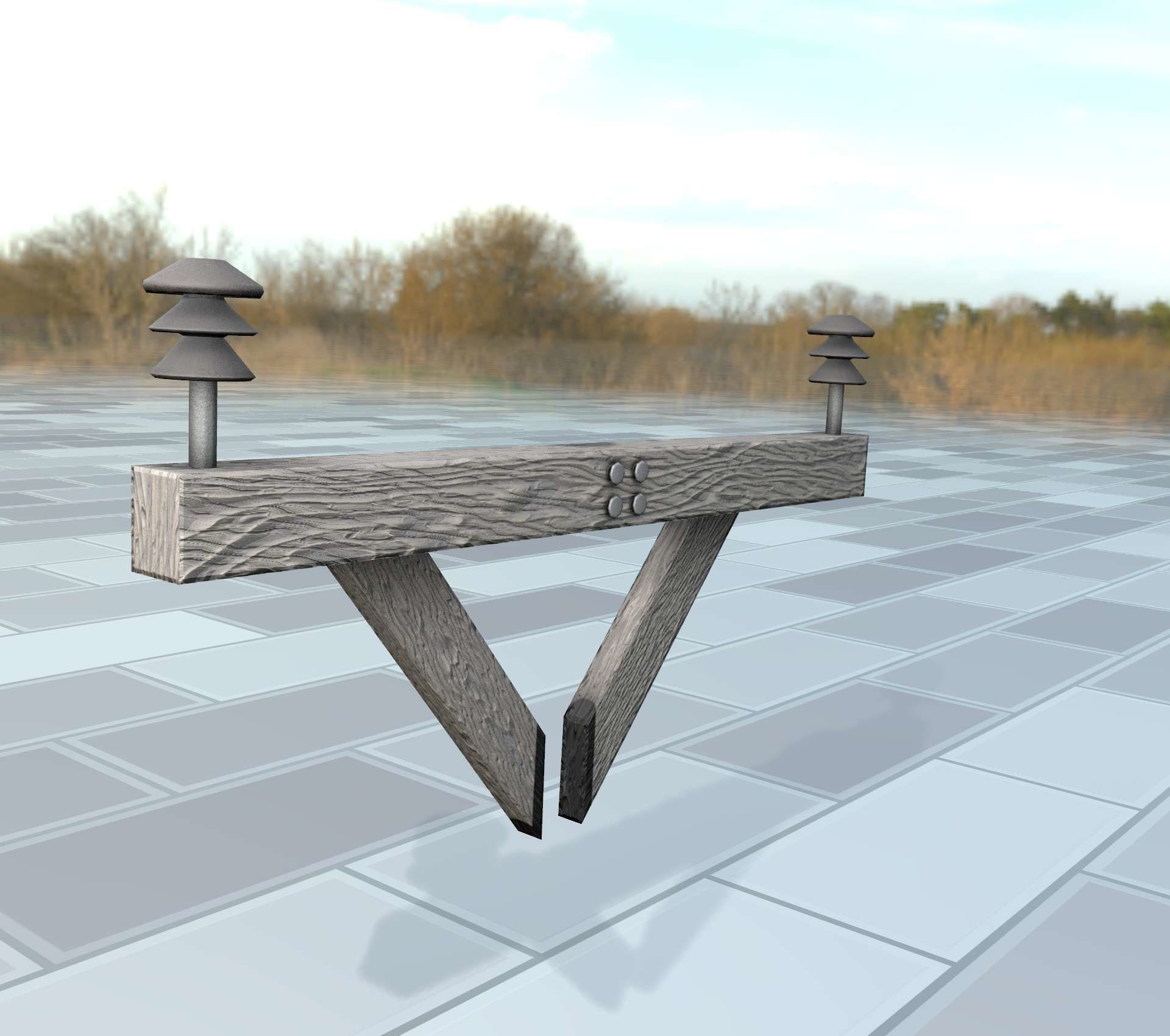 Wood Power Pole Cross Connection 4 - Object 123 Low-poly 3D model_11