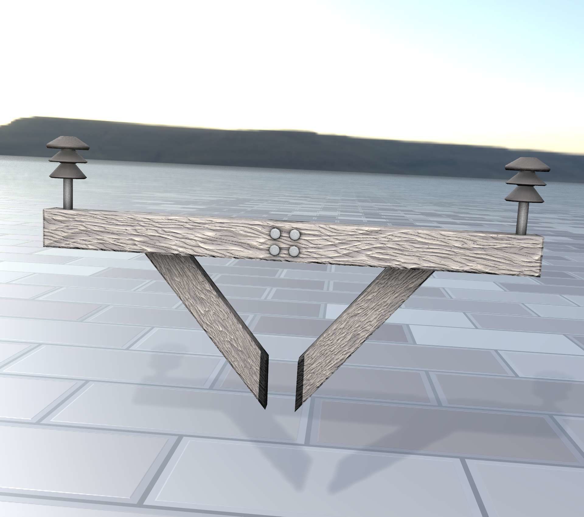 Wood Power Pole Cross Connection 4 - Object 123 Low-poly 3D model_31