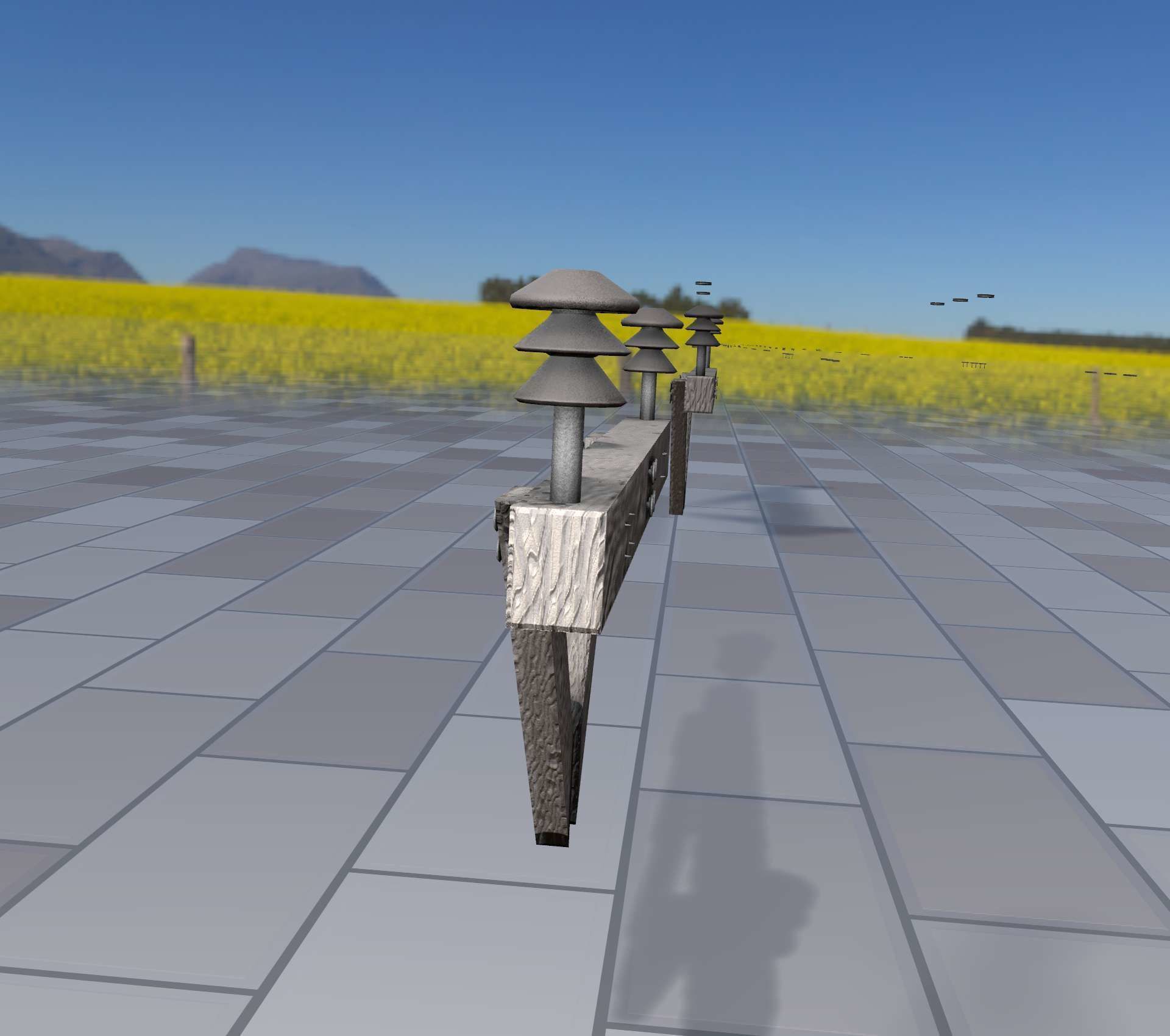 Wood Power Pole Cross Connection 4 - Object 123 Low-poly 3D model_9