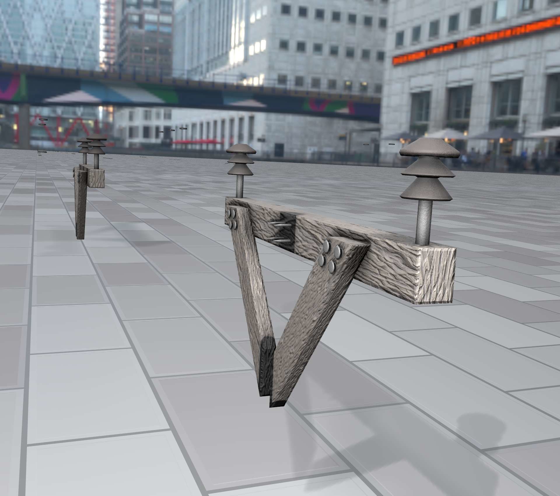 Wood Power Pole Cross Connection 4 - Object 123 Low-poly 3D model_5