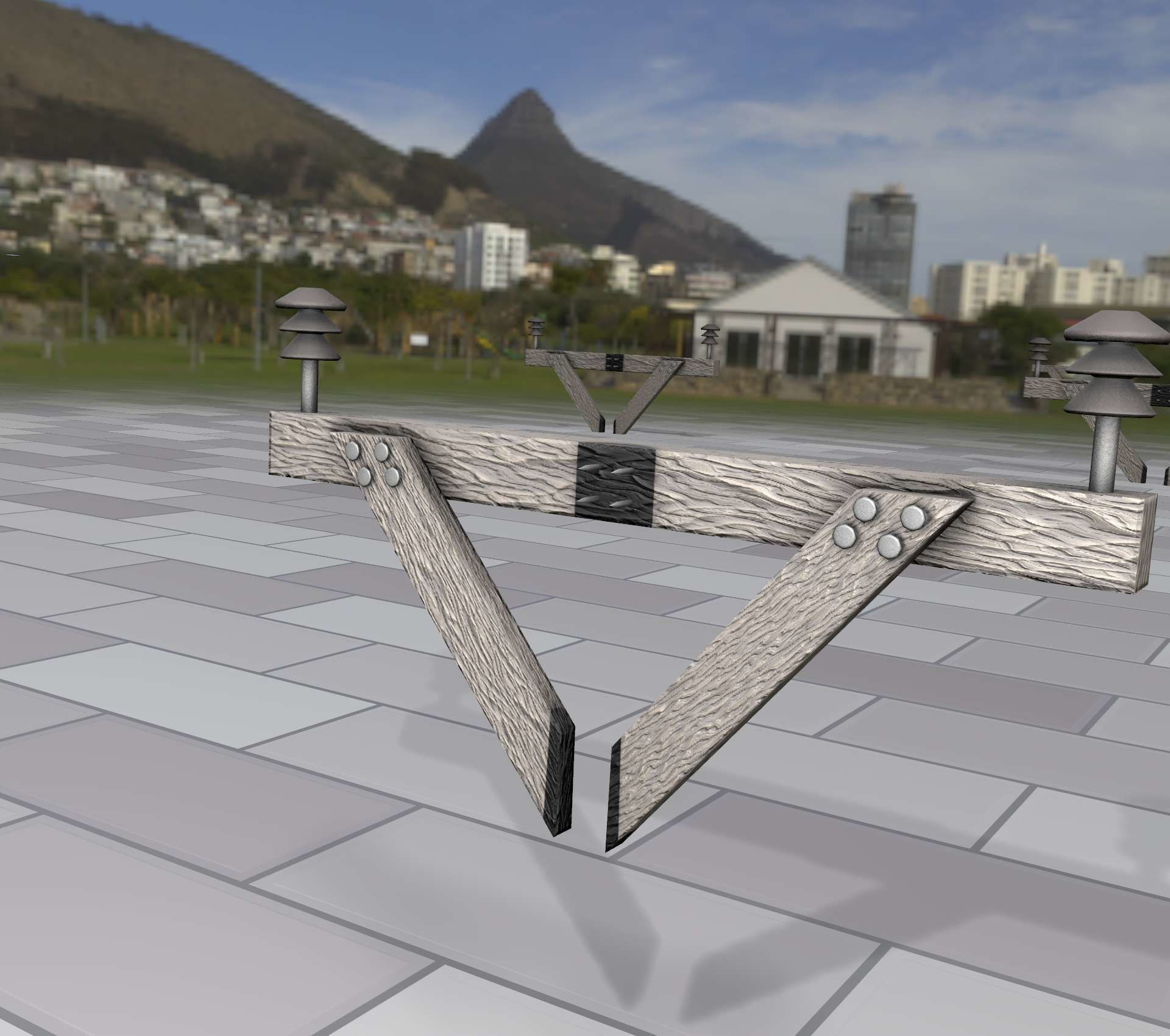 Wood Power Pole Cross Connection 4 - Object 123 Low-poly 3D model_24