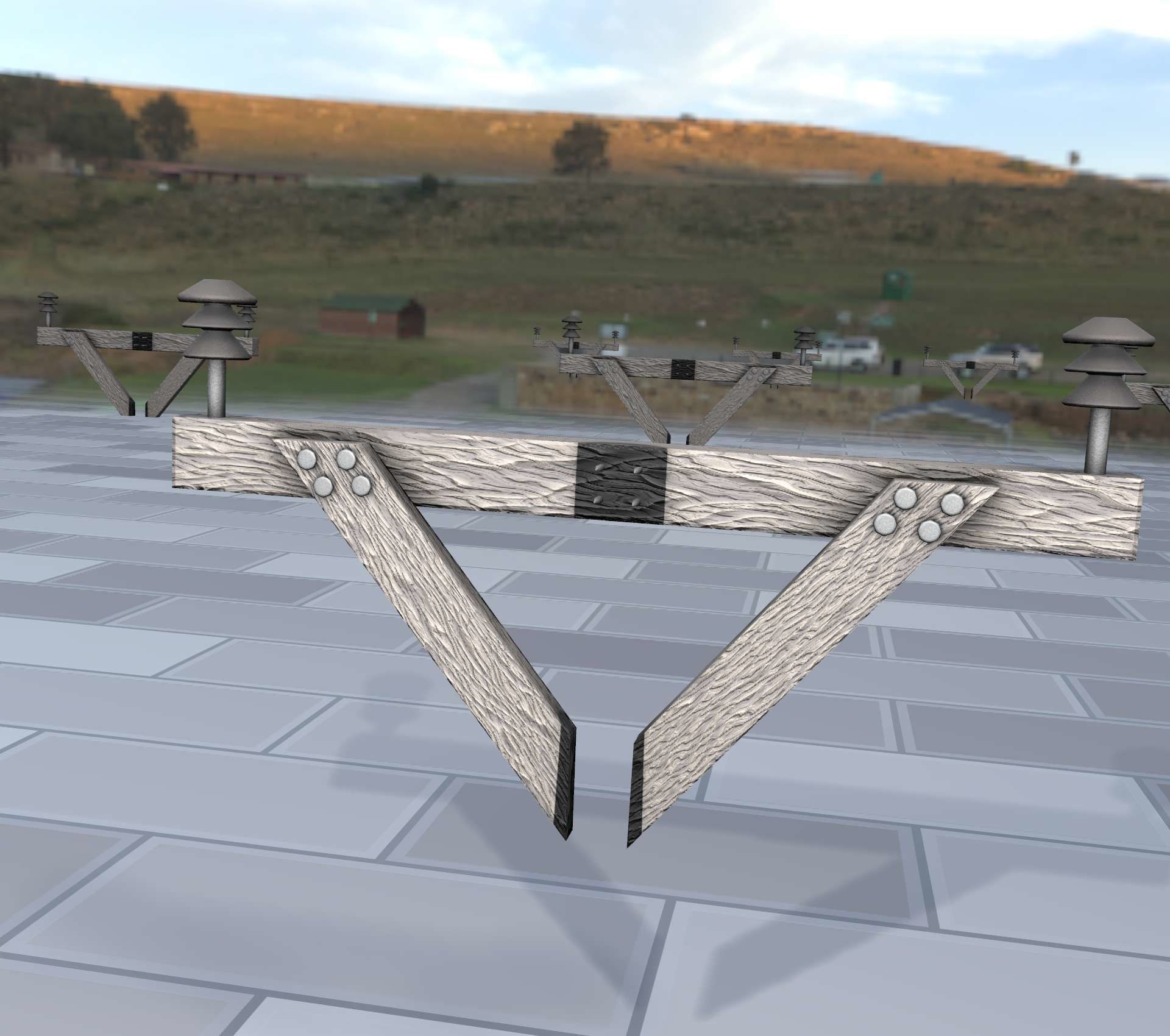 Wood Power Pole Cross Connection 4 - Object 123 Low-poly 3D model_23