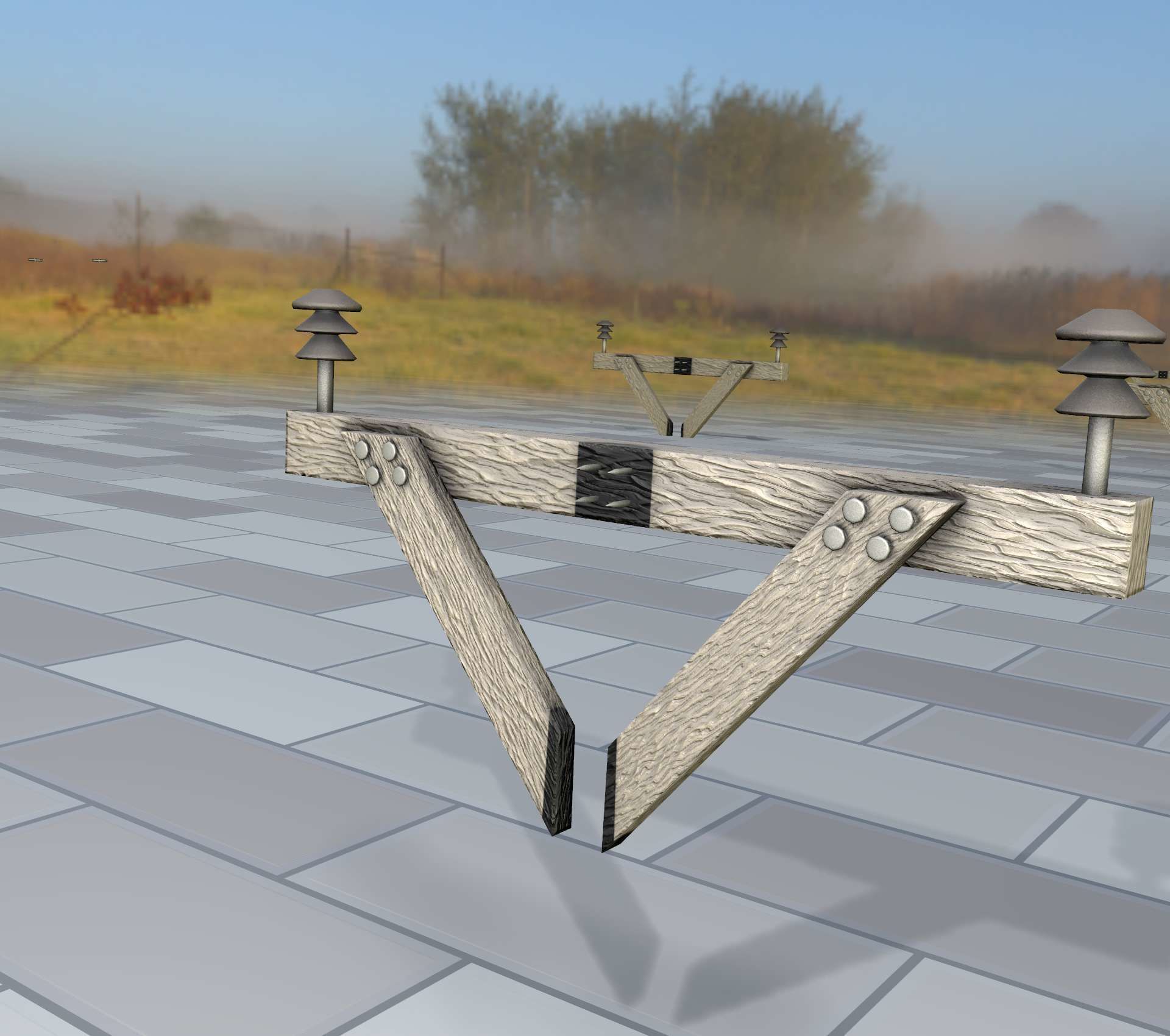 Wood Power Pole Cross Connection 4 - Object 123 Low-poly 3D model_44