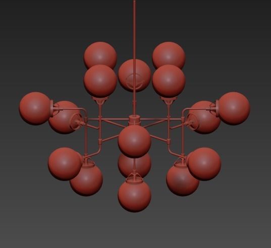 Bistro Globe Clear Glass Chandelier 3D model_8