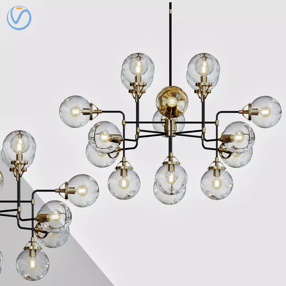 Bistro Globe Clear Glass Chandelier 3D model_0