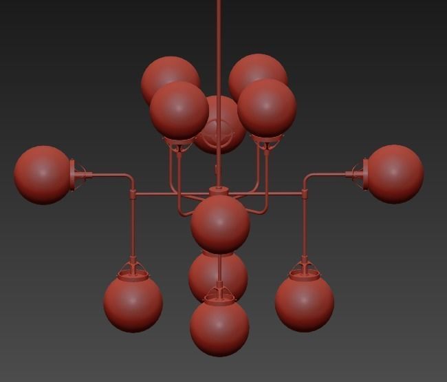 Bistro Globe  Glass Chandelier 3D model_1