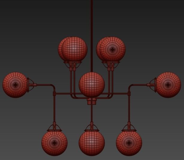 Bistro Globe  Glass Chandelier 3D model_3