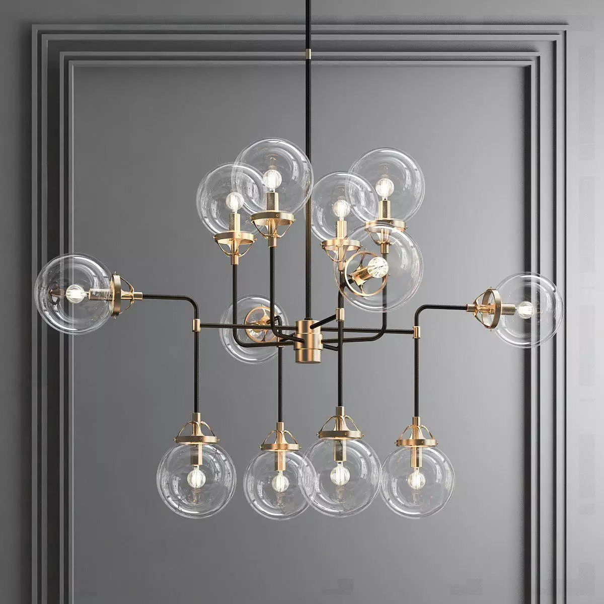 Bistro Globe  Glass Chandelier 3D model_0