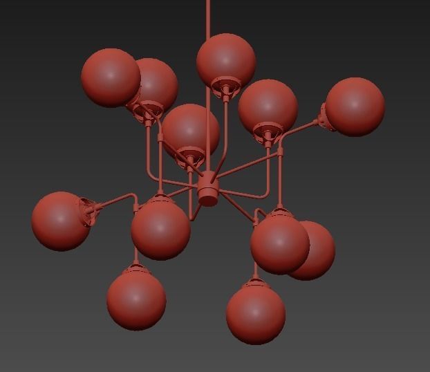 Bistro Globe  Glass Chandelier 3D model_2