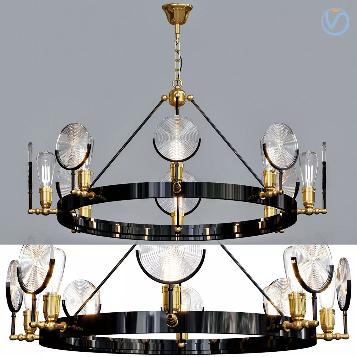 GASLIGHT LENS Chandelier 8 3D model_0