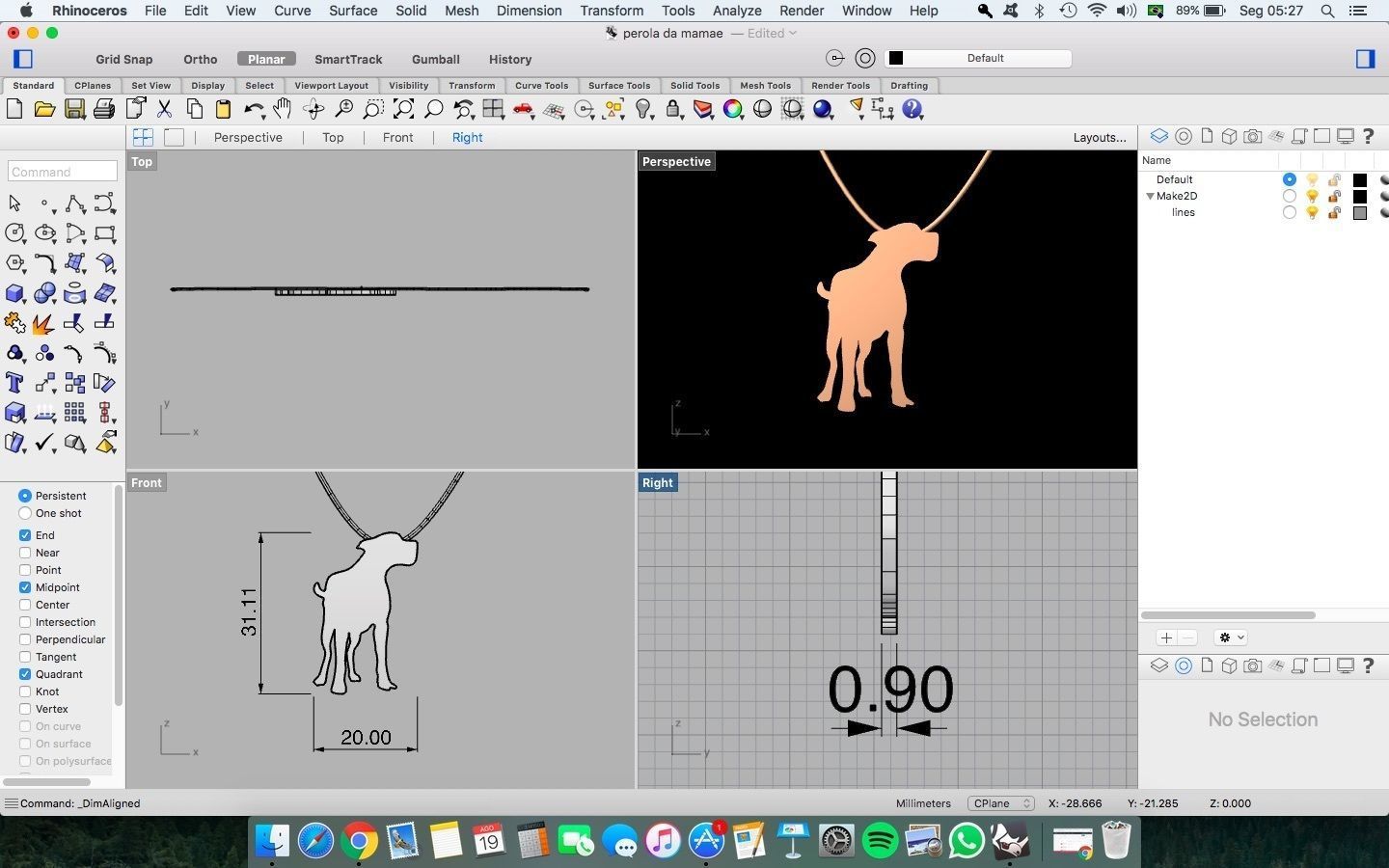 jewel dog shape pendant - joia pingente formato cachorro 3D print model_4