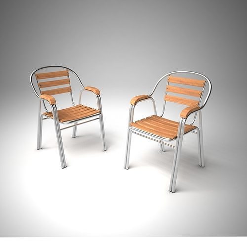 Aluminum Wood Chair 3D model