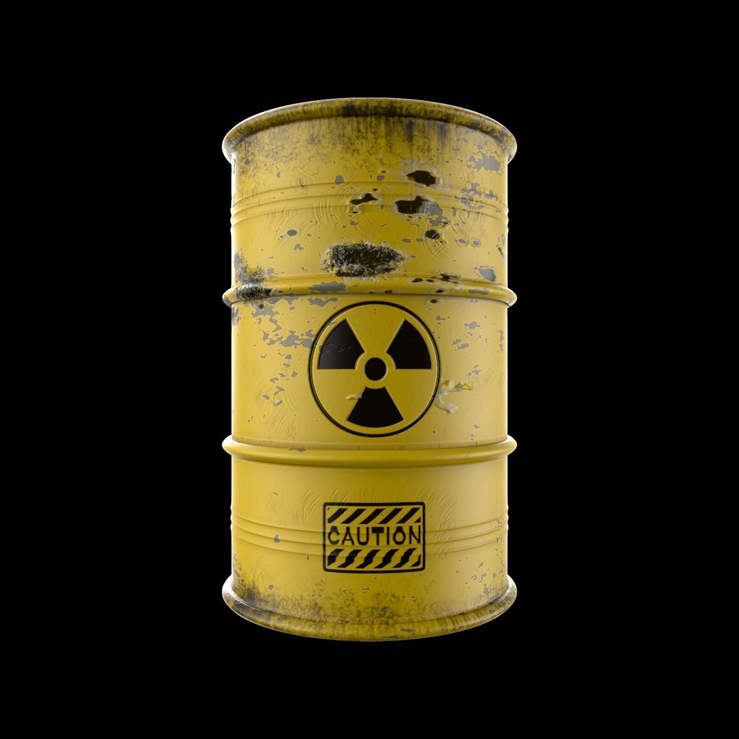 Atomic Waste Barrel Low-poly 3D model_3