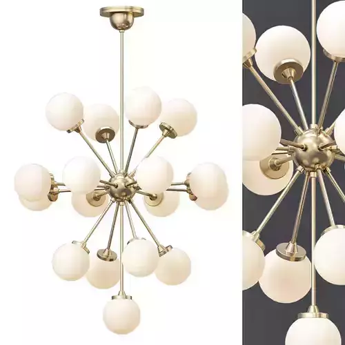 Large Italian Brass Sputnik Chandelier