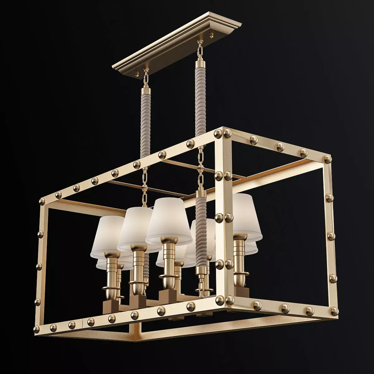 LOFT1176 brass light fixture with shades 3D model