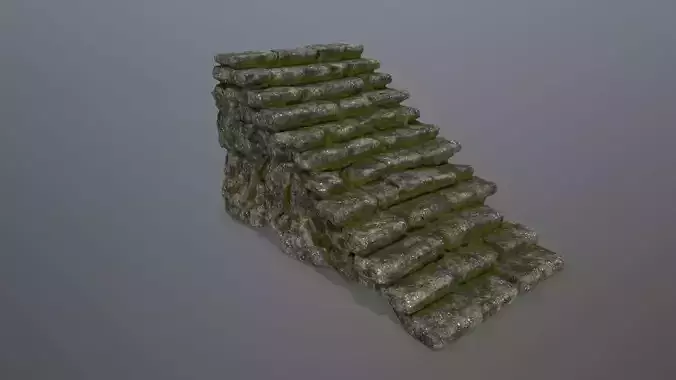 Stairs stone wall Low-poly 3D model