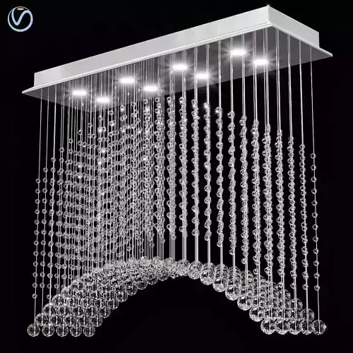 Wave Rectangle Rain Drop Crystal Chandelier