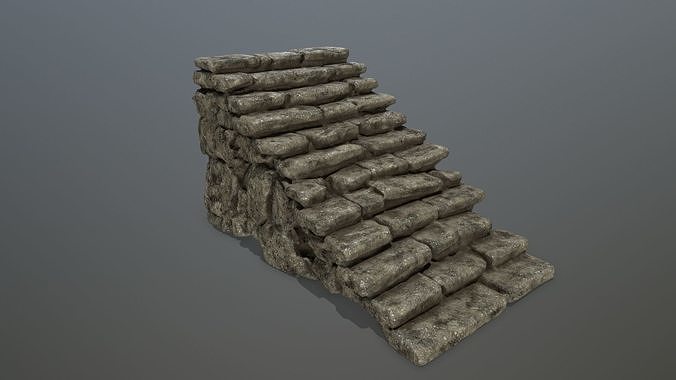 stairs pile of bricks Low-poly 3D model