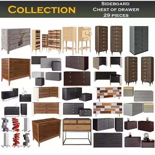 Collection of Sideboard  Chest of drawer 3d model 29 pieces