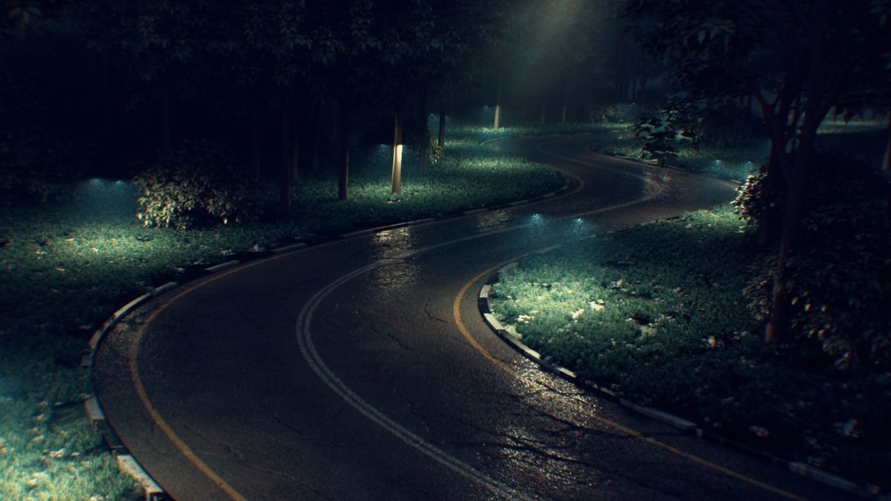 Realistic road winding in forest 3D model_1