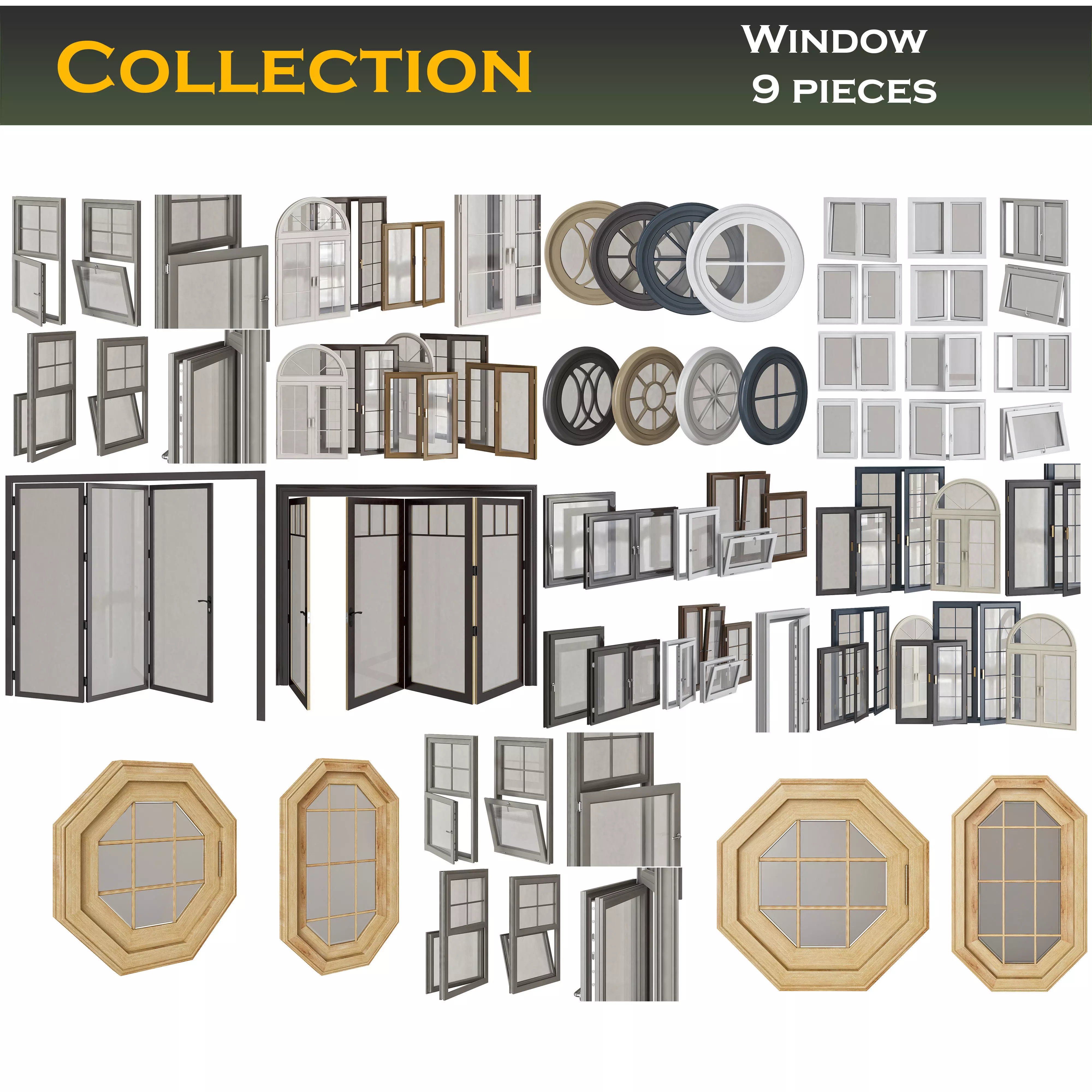 Windows 3d model Collection 9 pieces 3D model_0