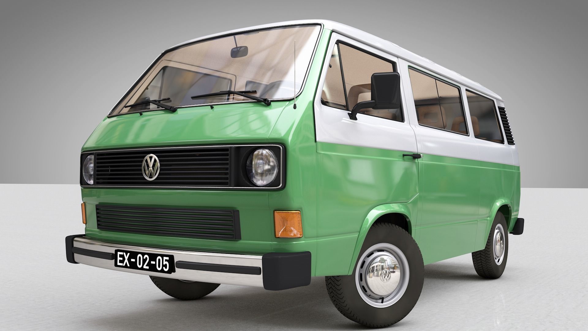 VOLKSWAGEN T3 TRANSPORTER CARAVELLE 1982 3D model_8
