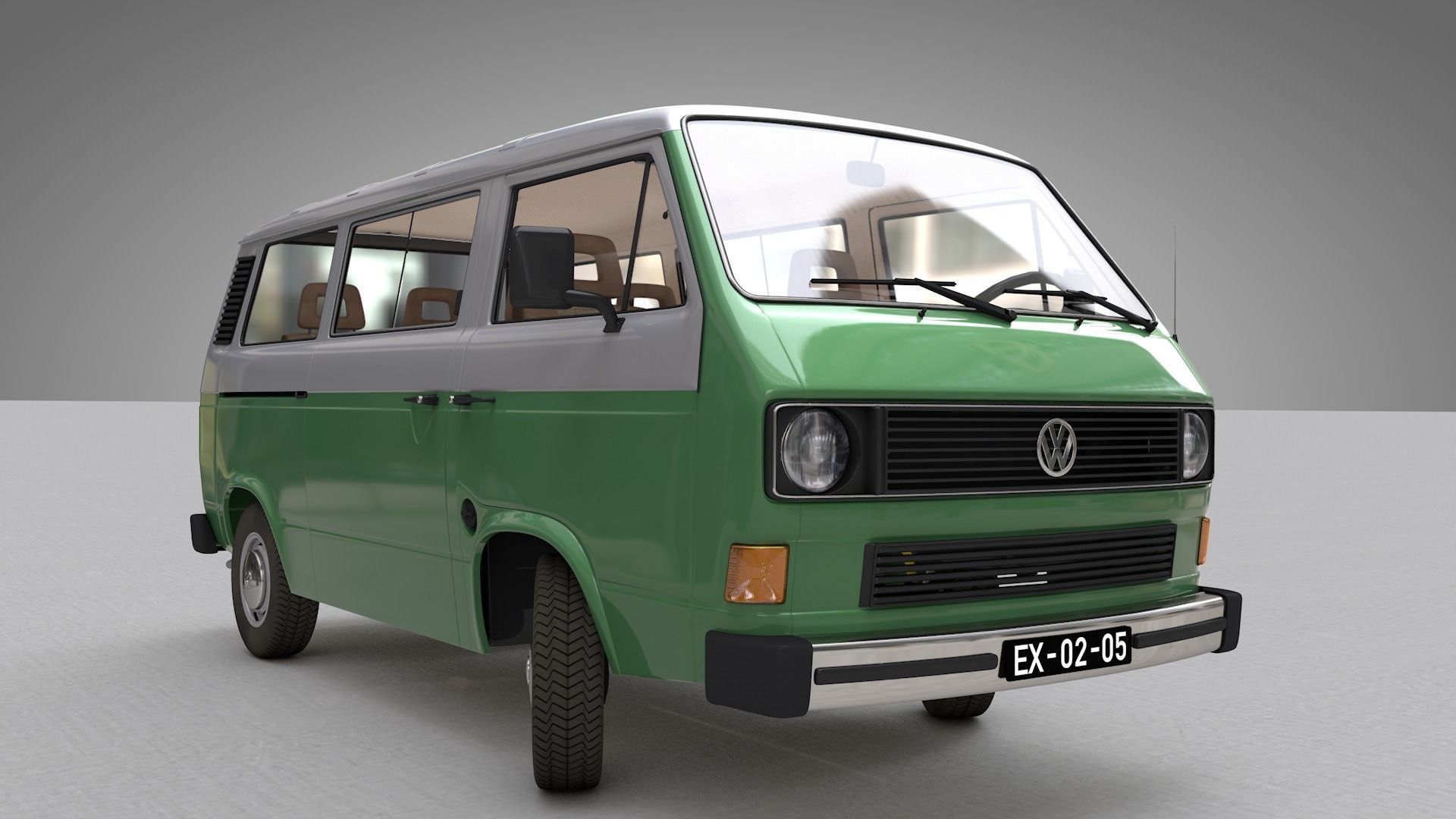 VOLKSWAGEN T3 TRANSPORTER CARAVELLE 1982 3D model_7