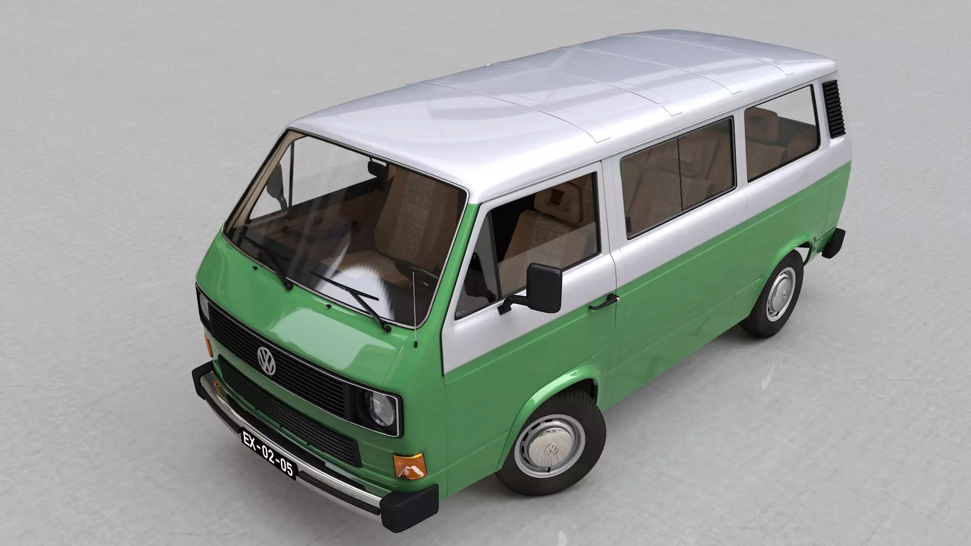VOLKSWAGEN T3 TRANSPORTER CARAVELLE 1982 3D model_0