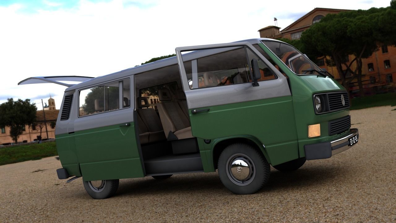 VOLKSWAGEN T3 TRANSPORTER CARAVELLE 1982 3D model_9