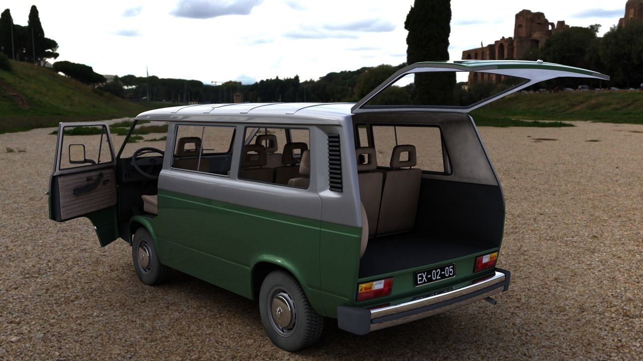 VOLKSWAGEN T3 TRANSPORTER CARAVELLE 1982 3D model_6